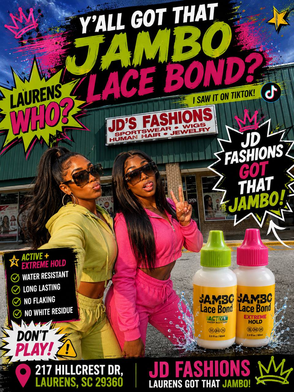 Jambo Lace Bond available at JD's Fashions in Laurens