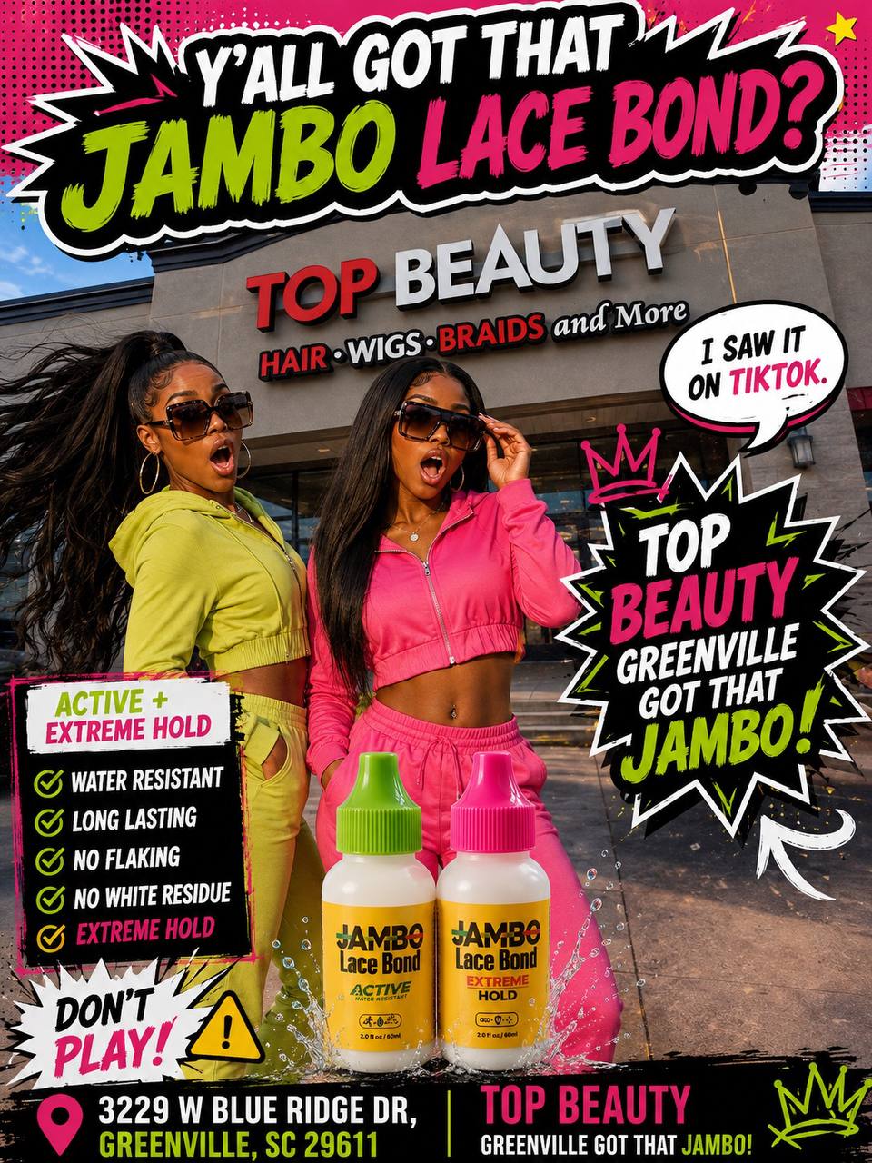 Jambo Lace Bond available at Top Beauty in Greenville